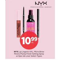 NYX Lip Lingerie XXL, Micro Brow Pencil, Plump Finish Setting Spray Or Epic Ink Liner