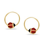 Red Enamel Ladybug Hoop Earrings In 14K Gold - $55.99