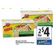 Western Family Reclosable Sandwich Bags - 2/$4.00