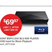 Sony Blu-ray Player - $69.97