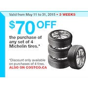 The Purchase of Any Set of 4 Michelin Tires - $70.00 Off