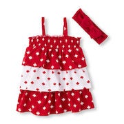 Baby Girls Sleeveless Canada Maple Leaf Print Ruffle Dress And Headwrap Set - $29.99 ($6.96 Off)