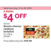 Olivieri Seven-Cheese Rainbow Tortellini - $11.99 ($4.00 off)