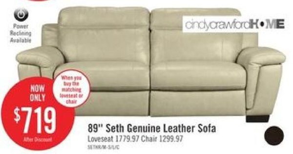 Seth Genuine Leather Sofa, Cindy Crawford Leather Sofa