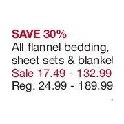 All Flannel Bedding, Sheet Sets & Blankets - $17.49-$132.99 (30% off)