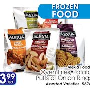 Alecia Foods Oven Fries, Potato Puffs or Onion Rings - $3.99