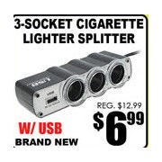 3-Socket Cigarette Lighter Splitter - $6.99