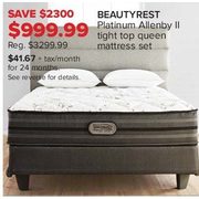 Beauty Rest Platinum Allenby II Tight Top Queen Mattress Set - $999.99 ($2300.00 off)