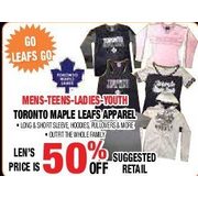 Mens-Teens-Ladies-Youth Toronto Maple Leafs Apparel - 50%  off