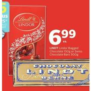 Lindt Lindor Bagged Chocolate Or Swiss Chocolate Bars  - $6.99