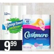 Cashmere Bathroom Tissue or Spongetowel Paper Towels - $9.99