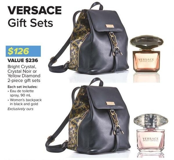 versace crystal noir with backpack