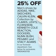 Men's Shoes by Adidas, Nike, Skechers, Calvin Klein, Collection by Clarks, Levi's, Florsheim, Kenneth Cole Reaction, Dockers, Nunn