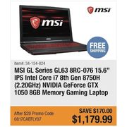 MSI GL Series GL63 8RC-076 15.6" IPS GTX 1050 2GB VRAM i7-8750H 8 GB Memory 1TB HDD 128 GBSSD Windows 10 Home 64-Bit Gaming Laptop