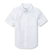 Boys Short Sleeve Triangle Print Poplin Button Down Shirt - $9.98 ($14.97 Off)