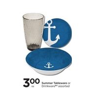 Summer Tableware Or Drinkware - $3.00