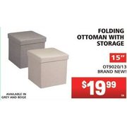 Folding Ottoman With Storage-15'' - $19.99