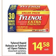 Tylenol Rapid Release Or Tylenol eZ Open Tablets - $14.58