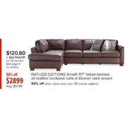 Natuzzi Editions Amalfi 117" Italian-tanned, All- Leather Sectional Sofa In Denver Dark Brown - $2899.00 (50% off)