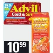 Advil Cold and Sinus Caplets or Emergen-C - $10.99
