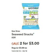 Sea Snax Seaweed Snacks  - 2/$3.00
