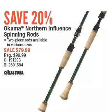 Bass Pro Shops: Okuma Northern Influence Spinning Rods 