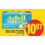 Advil Cold And Sinus Liquid Gels Or Caplets - $10.97