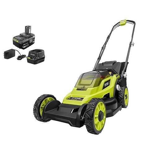 Home Depot Ryobi 18V One+ 13'" Lawn Mower Kit with 4.0 Ah Battery and