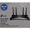 TP-Link AX3000 Wi-Fi 6 Router - $119.99 ($60.00 off)