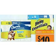 Charmin Essentials Bathroom Tissue or Bounty Essentials Paper Towels - $10.00