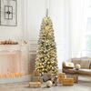 Costway 6Ft Pre-lit Snow Flocked Artificial Pencil Christmas Pine Tree w/ 250 LED Lights